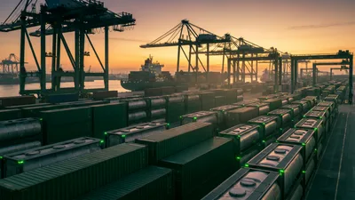Internationaal tankcontainerproject: ISO-tankcontainers op een haventerminal